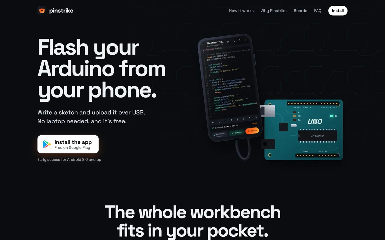 Pinstrike: Program Arduino from your Android phone.
