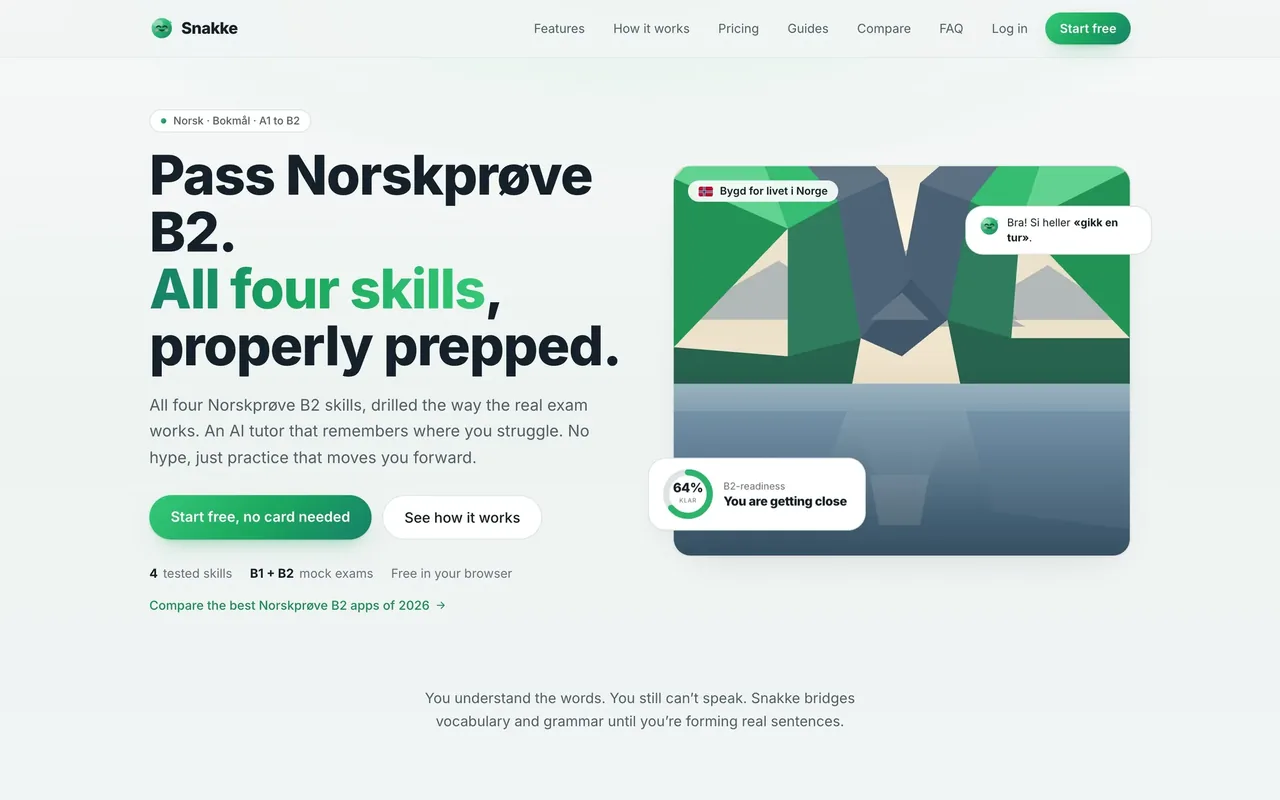 Snakke: Norwegian practice for the Norskprøve.